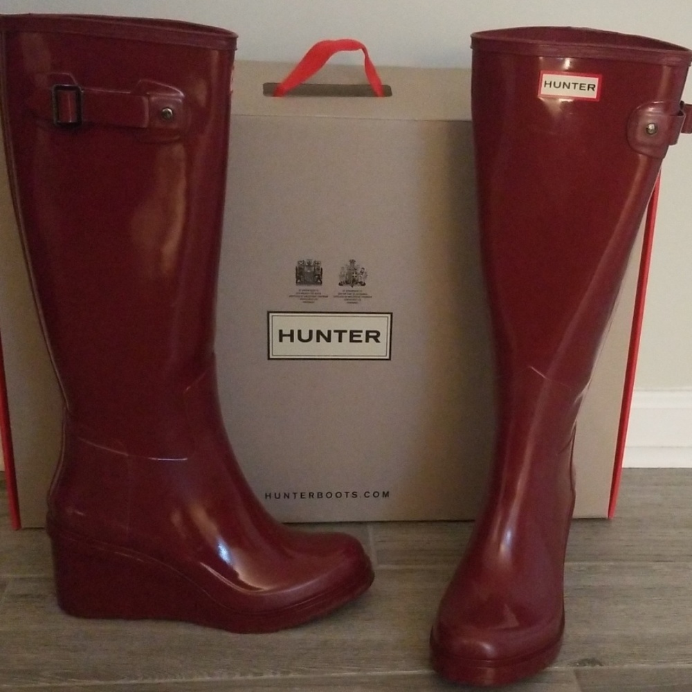 Hunter Damson wedged rain boots